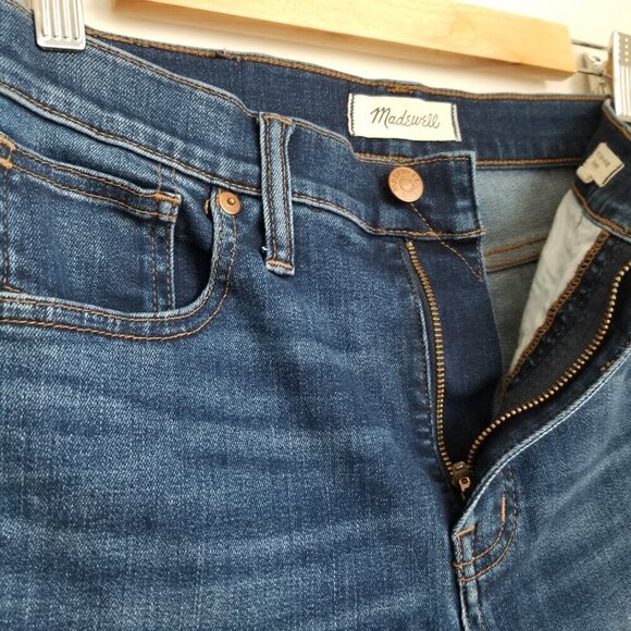 Madewell 10" Size 28 High-Rise Skinny Jeans Denim Hayes Dark Wash Whiskering - Picture 10 of 15